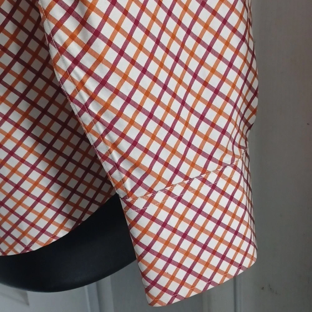 BANANA REPUBLIC High Collar, Button-Down Shirt - Orange and Maroon Pattern